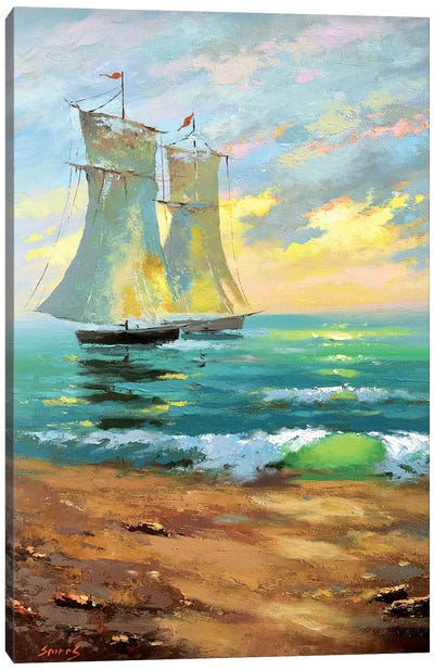Boats & Sunset II Canvas Art Print - Dmitry Spiros