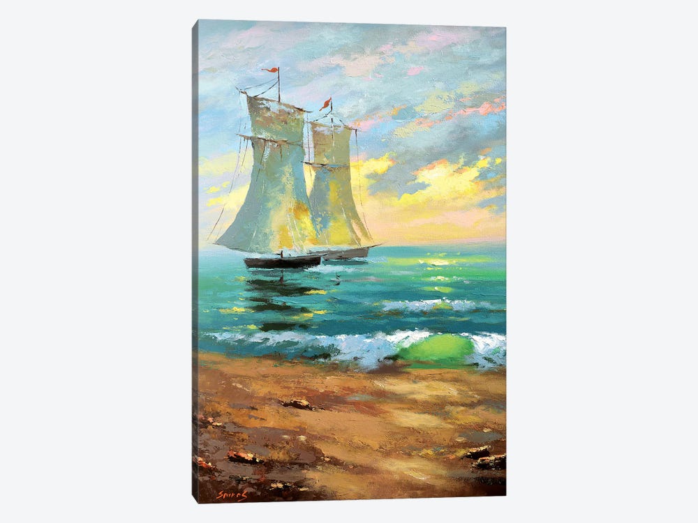 Boats & Sunset II by Dmitry Spiros 1-piece Canvas Art Print