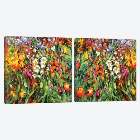 Mosaic Flowers Diptych Canvas Print Set #DMT2HSET001} by Dmitry Spiros Canvas Wall Art