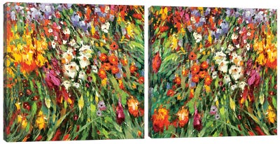 Mosaic Flowers Diptych Canvas Art Print - Dmitry Spiros