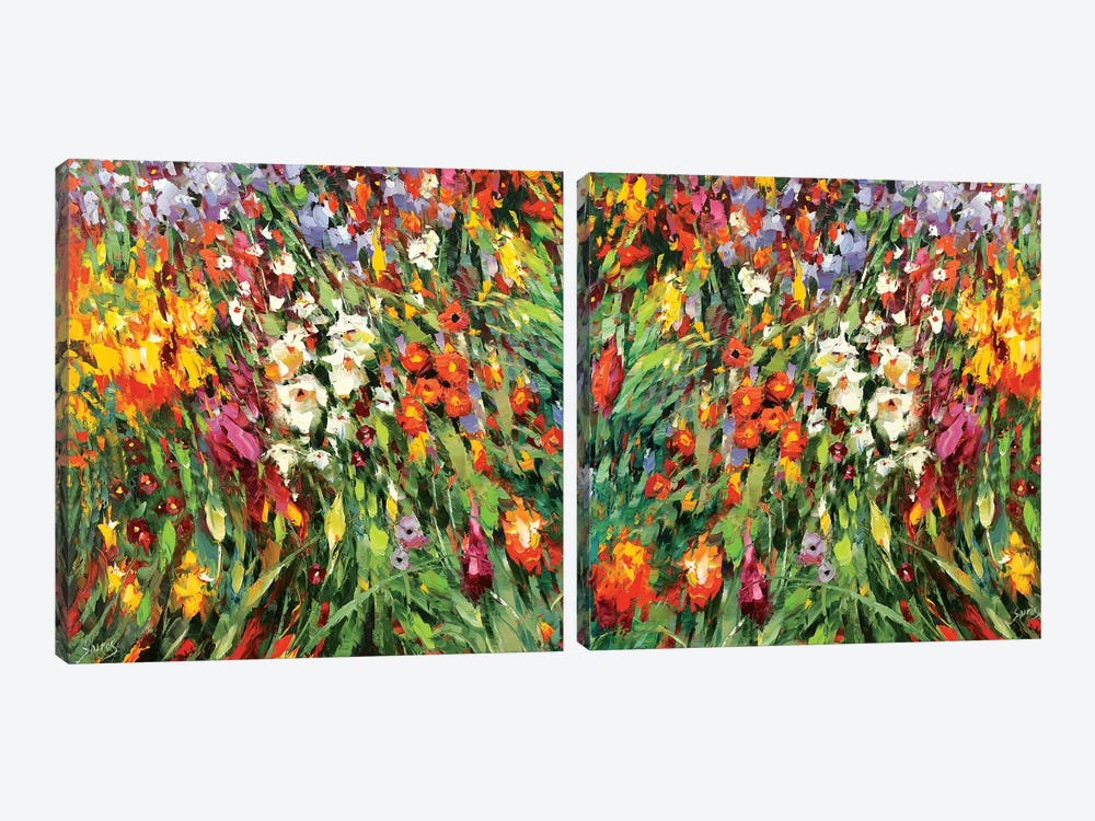 Mosaic Flowers Diptych by Dmitry Spiros 2-piece Canvas Art