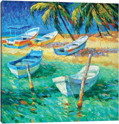 Caribbean Day Canvas Art Print - Tropical Beach Art
