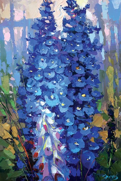 Delphiniums by Dmitry Spiros framed canvas print