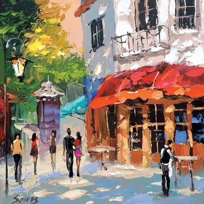 At The Cafe Morning by Dmitry Spiros framed canvas print