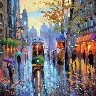 Evening Rain by Dmitry Spiros framed canvas print