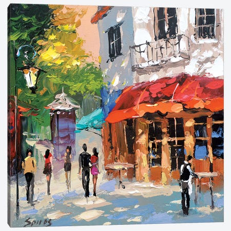 At The Cafe Morning Canvas Print #DMT6} by Dmitry Spiros Canvas Print