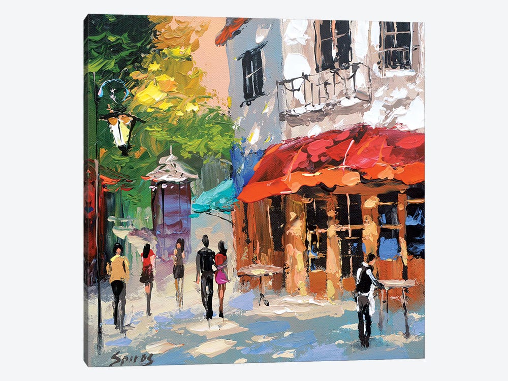 At The Cafe Morning by Dmitry Spiros 1-piece Canvas Wall Art
