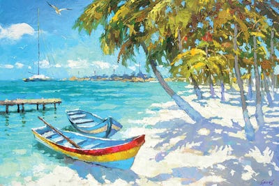 Fishing Boats On The Beach by Dmitry Spiros framed canvas print
