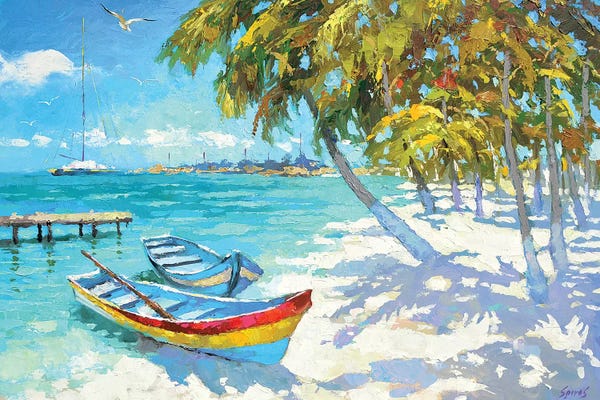 Dmitry Spiros: Fishing Boats On The Beach by Dmitry Spiros