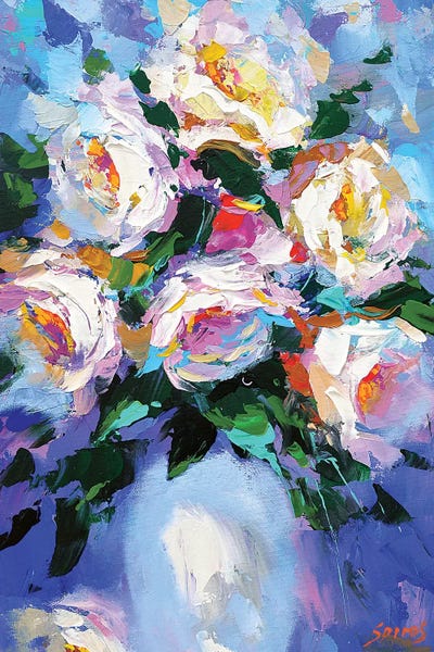 Flowers In A White Vase by Dmitry Spiros framed canvas print