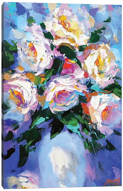 Flowers In A White Vase Canvas Art Print - Dmitry Spiros