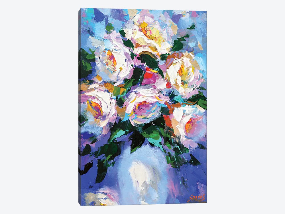 Flowers In A White Vase by Dmitry Spiros 1-piece Canvas Art