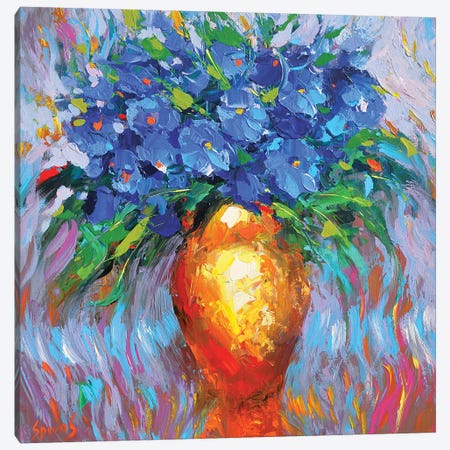 Flowers In Yellow Vase Canvas Print #DMT76} by Dmitry Spiros Canvas Art