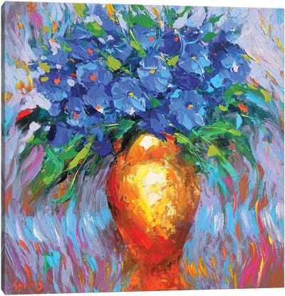Flowers In Yellow Vase Canvas Art Print - Dmitry Spiros