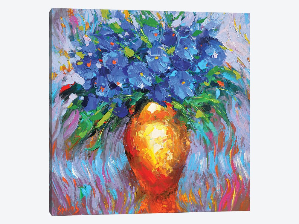 Flowers In Yellow Vase by Dmitry Spiros 1-piece Canvas Art Print