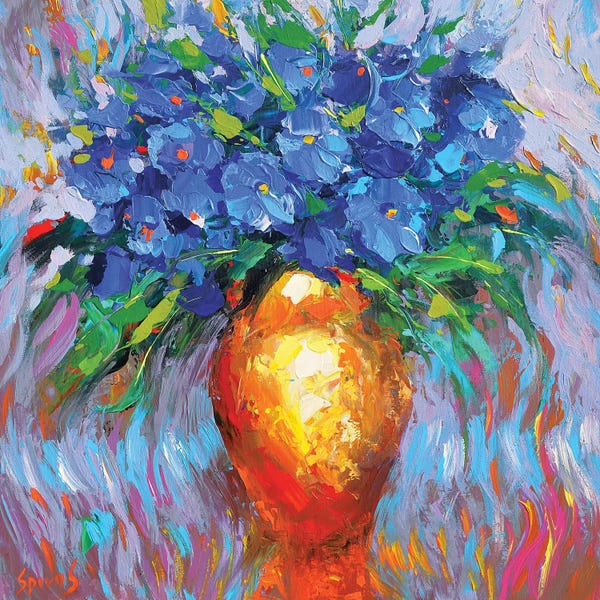 Dmitry Spiros: Flowers In Yellow Vase by Dmitry Spiros