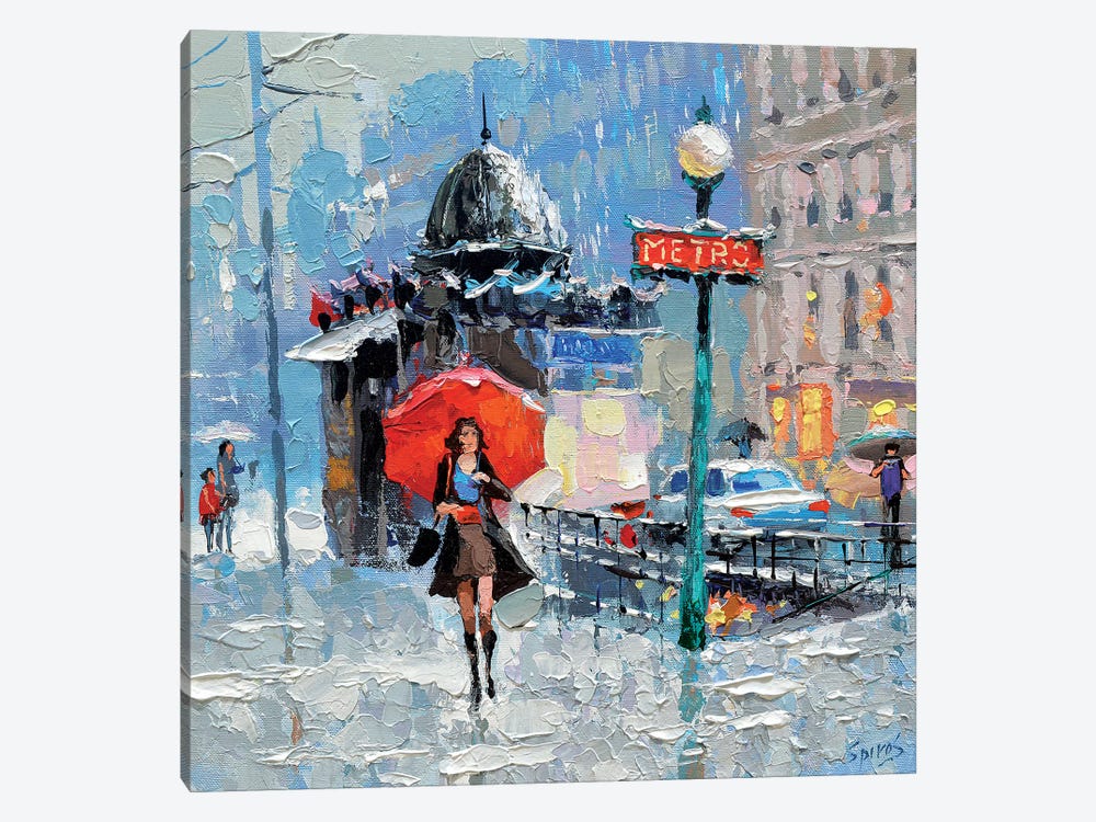 Girl With Red Umbrella by Dmitry Spiros 1-piece Art Print