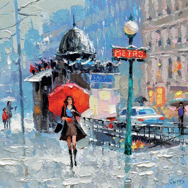 Dmitry Spiros: Girl With Red Umbrella by Dmitry Spiros
