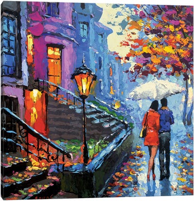 Autumn Evening Canvas Art Print - Rain Art