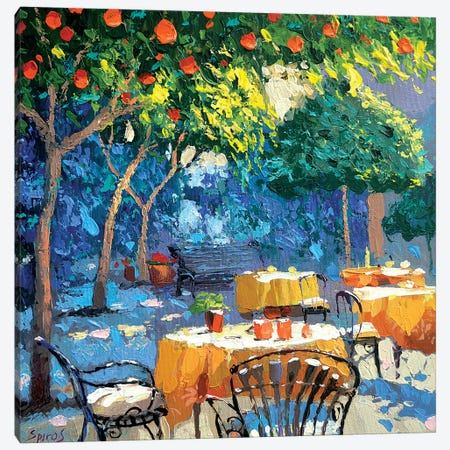 In The Shade Of Cafe Canvas Print #DMT92} by Dmitry Spiros Canvas Print