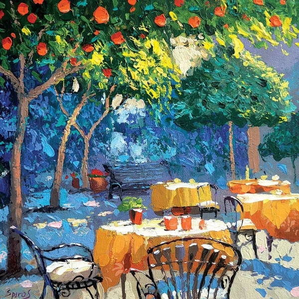 Palette Knife Prints: In The Shade Of Cafe by Dmitry Spiros