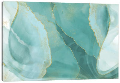 Shallow Pond Canvas Art Print - Gold & Teal Art