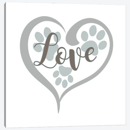Love with Paws Canvas Print #DNA67} by Delores Naskrent Canvas Wall Art