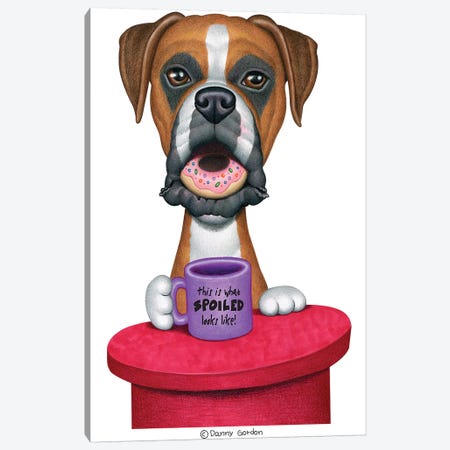 Boxer Coffee And Donut Canvas Print #DNG108} by Danny Gordon Canvas Artwork