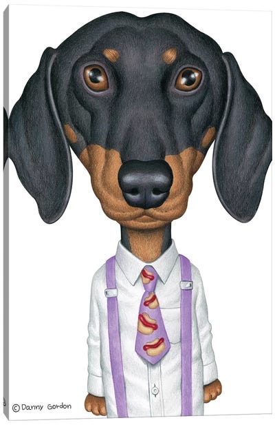 Dachshund Wearing Tie Canvas Art Print - Danny Gordon