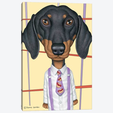 Dachshund Wearing Tie With Lines Canvas Print #DNG113} by Danny Gordon Art Print