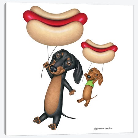 Dachshund Hotdog Balloons Canvas Print #DNG118} by Danny Gordon Canvas Art Print