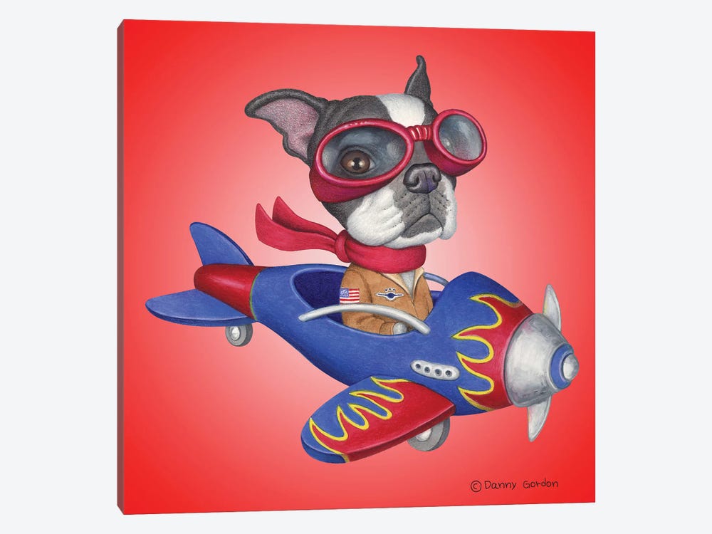 Boston Terrier Plane by Danny Gordon 1-piece Art Print