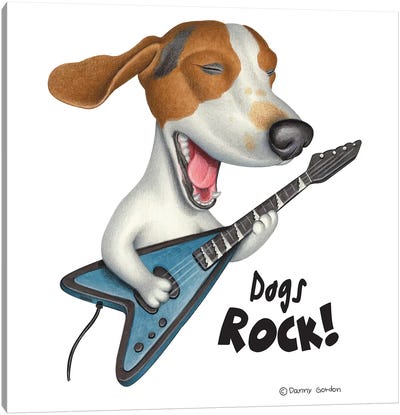 Basset Hound Dogs Rock Canvas Art Print - Danny Gordon