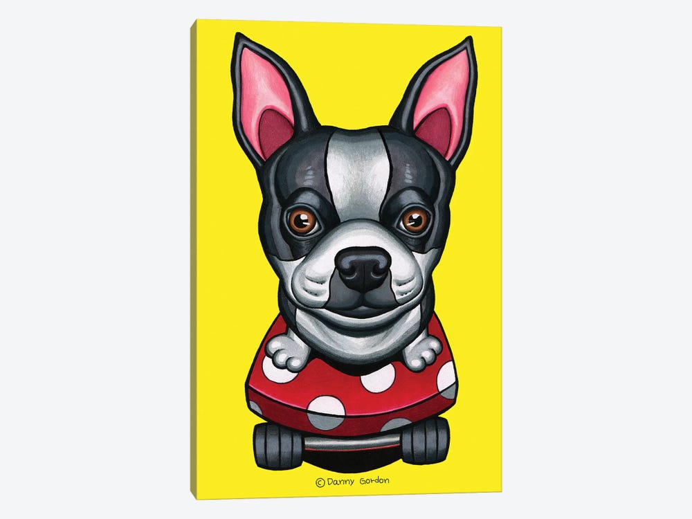 Boston Terrier Skateboard by Danny Gordon 1-piece Canvas Print