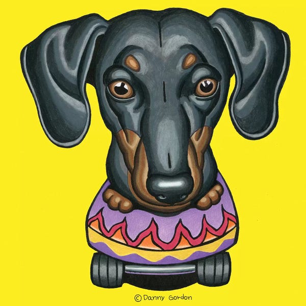 Dachshunds: Dachshund Purple Skateboard by Danny Gordon