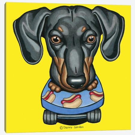 Dachshund Hotdog Skateboard Canvas Print #DNG132} by Danny Gordon Canvas Print