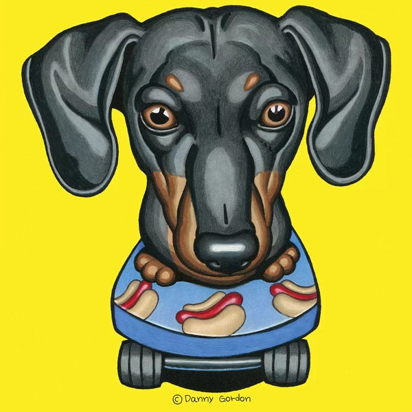 Dachshunds: Dachshund Hotdog Skateboard by Danny Gordon