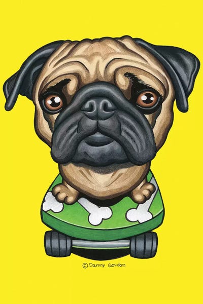 Pugs: Pug Bones Skateboard by Danny Gordon