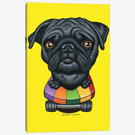 Pug Stripes Skateboard Canvas Print #DNG135} by Danny Gordon Canvas Wall Art