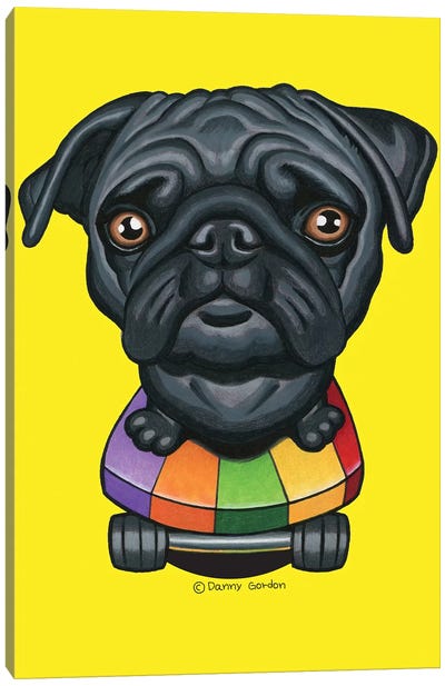 Pug Stripes Skateboard Canvas Art Print - Danny Gordon