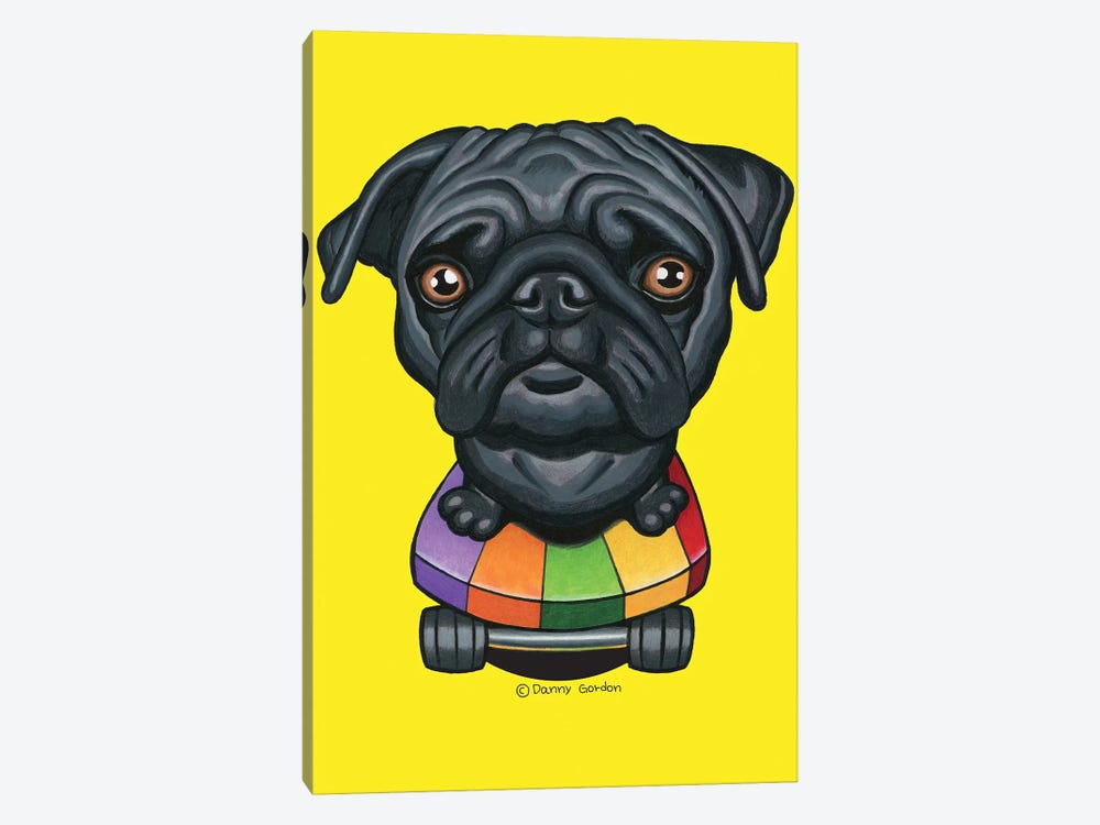 Pug Stripes Skateboard by Danny Gordon 1-piece Canvas Art Print