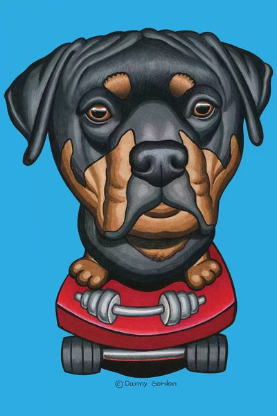 Rottweilers: Rottweiler Skateboard Dumbells by Danny Gordon