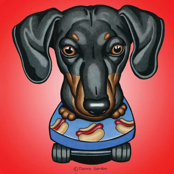 Dachshunds: Dachshund Skateboard Radial Red by Danny Gordon