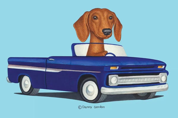 Dachshunds: Dachshund Blue Truck Blue by Danny Gordon