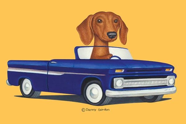 Dachshunds: Dachshund Blue Truck Orange by Danny Gordon