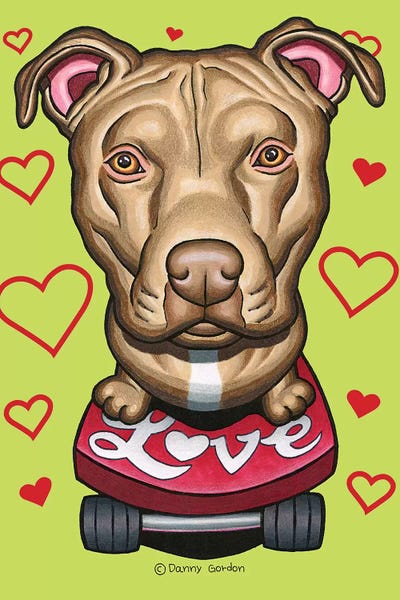 Pit Bulls: Pit Bull Skateboard Love Hearts by Danny Gordon