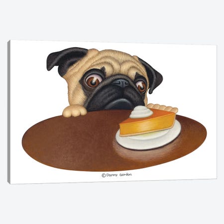 Pug With Pie No Sign Canvas Print #DNG151} by Danny Gordon Art Print