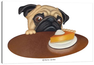 Pug With Pie No Sign Canvas Art Print - Pies