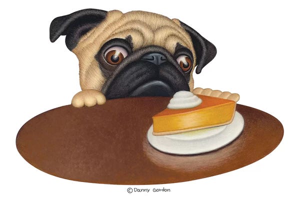 Pugs: Pug With Pie No Sign by Danny Gordon