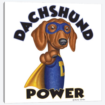 Dachshund Power Super Hero Canvas Print #DNG165} by Danny Gordon Art Print